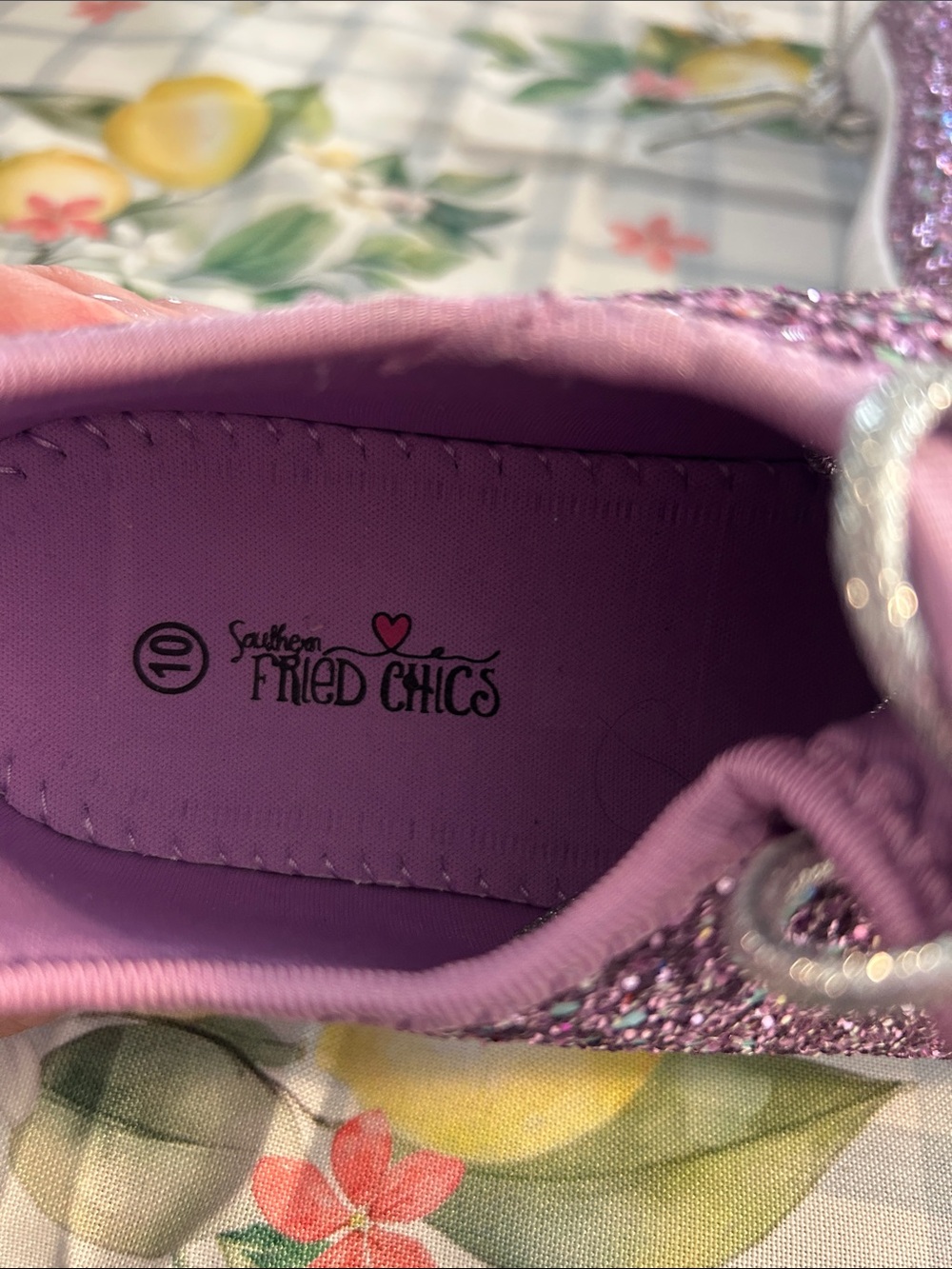 Lilac Glitter Slip-On Women's Sneakers - Picture 2 of 5